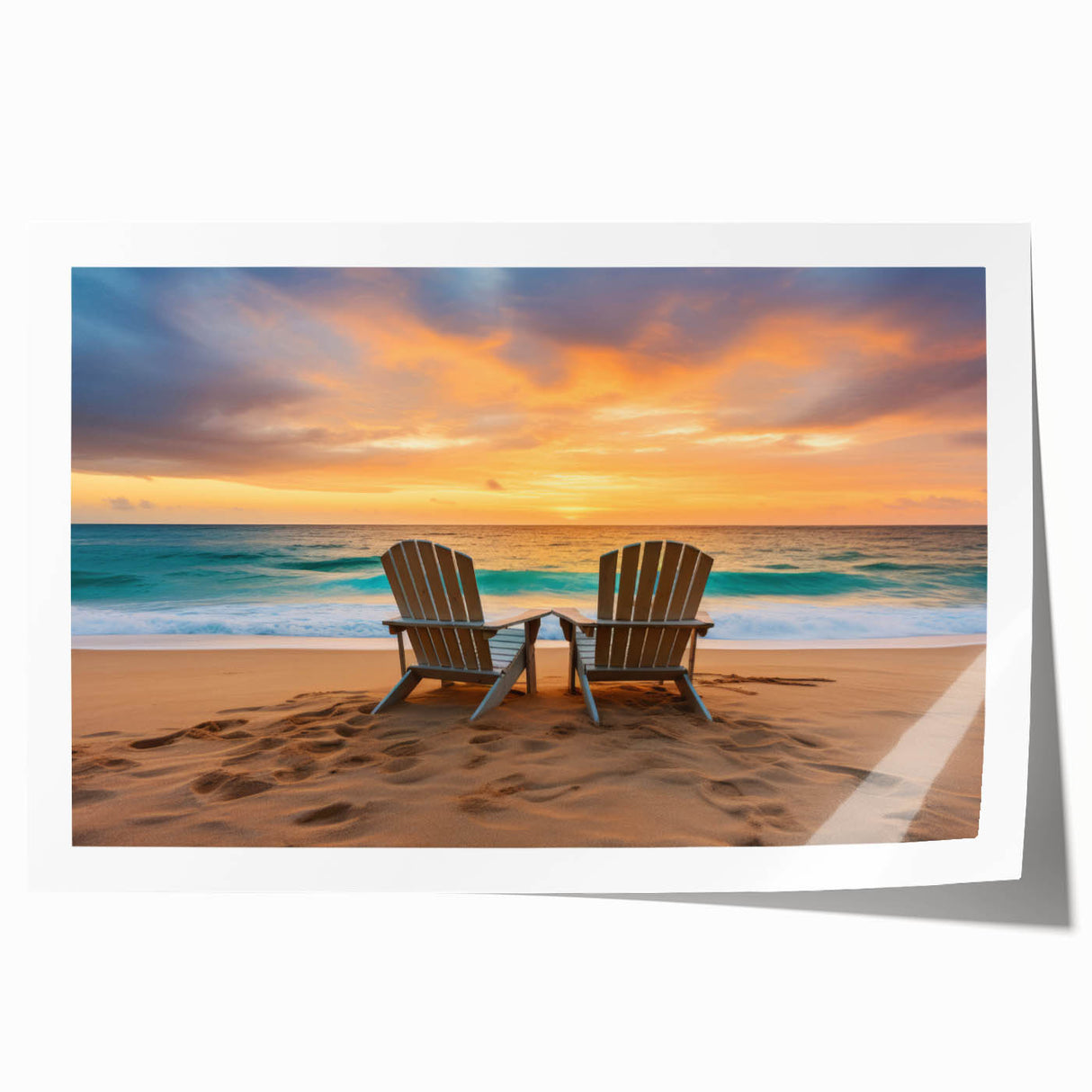 Extra large rolled print of a Caribbean Bahamas scenery with vibrant blue and green tones, ideal for dining room wall art.