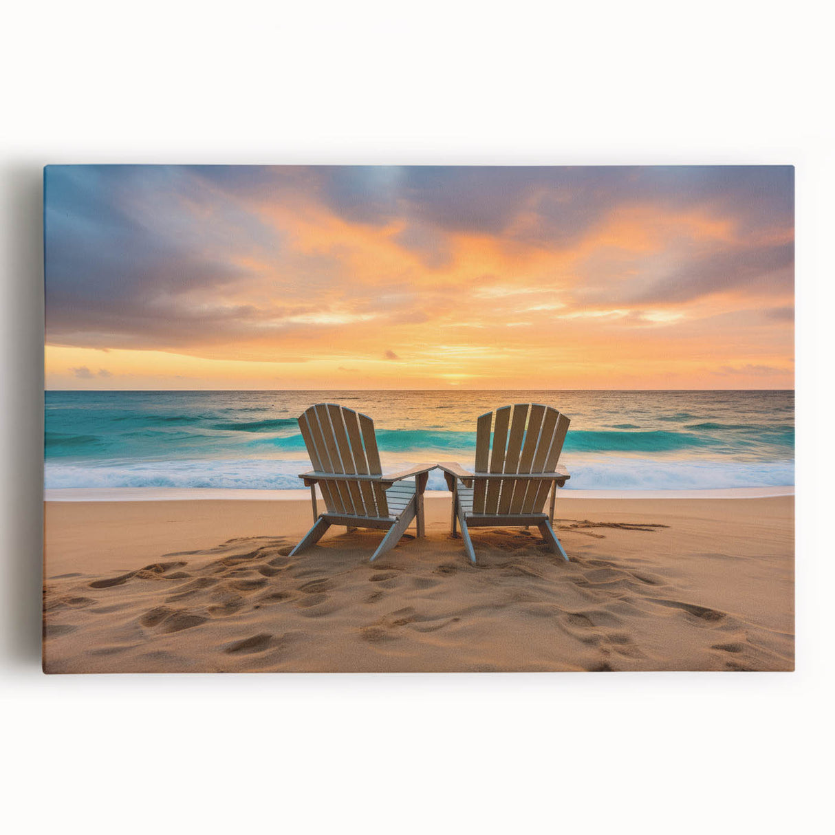 Black and white stretched canvas featuring a serene Caribbean beach scene, ideal for kitchen wall art or bedroom ambiance.