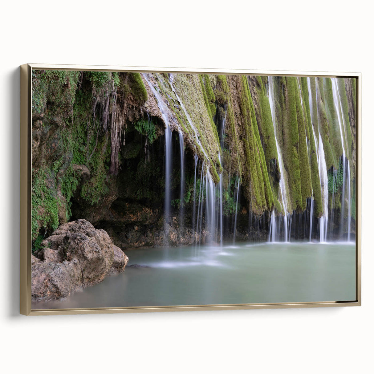 Framed canvas featuring a vintage poster art of a Caribbean scene in vibrant colors, ideal for living room decor.