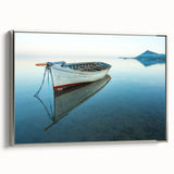 Landscape art painting of a Caribbean scenery on framed canvas, featuring vibrant blue and green tones.