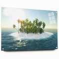 Acrylic print of the Caribbean Virgin Islands in vibrant blue and green hues, suitable for bedroom or dining room decor.