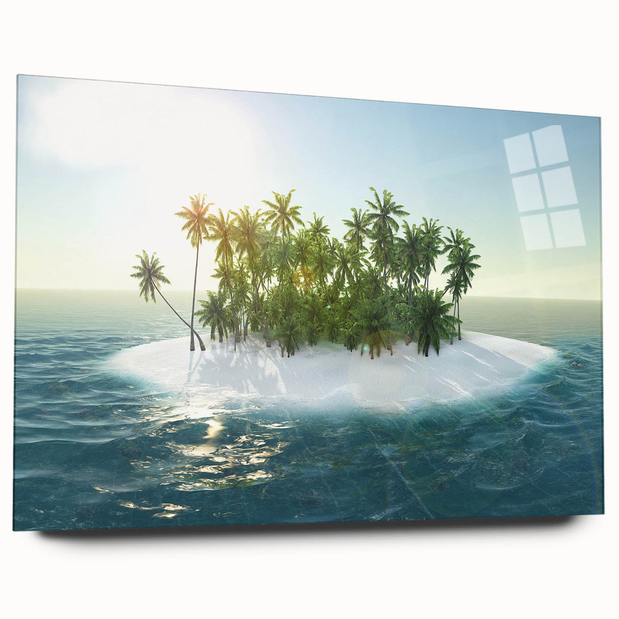 Acrylic print of Caribbean Virgin Islands with vibrant blue and green tones.