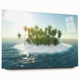 Acrylic print of Caribbean Virgin Islands with vibrant blue and green tones.