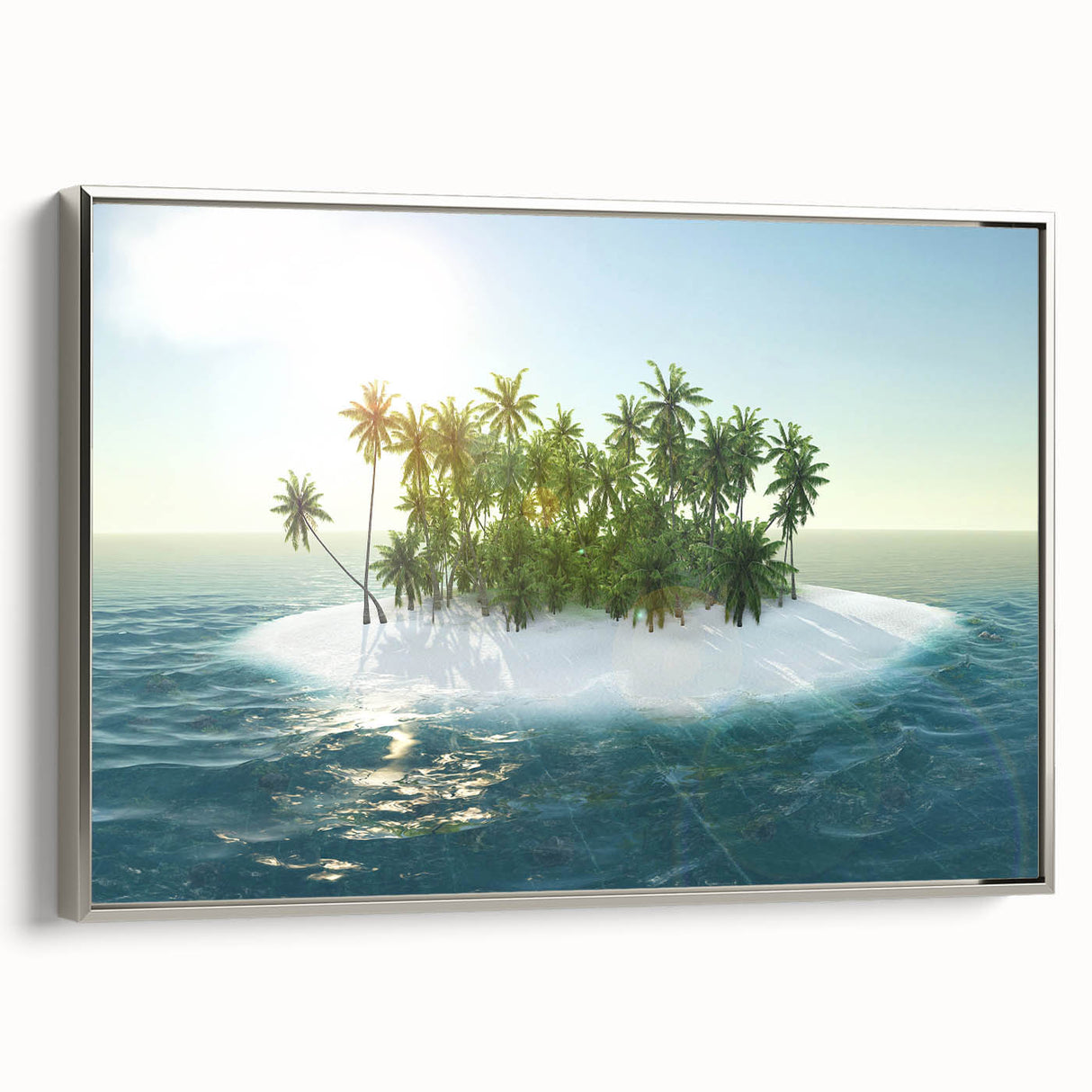 Framed canvas depicting a vintage-style landscape of the Caribbean Virgin Islands.