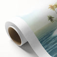 Art Deco poster of Caribbean Virgin Islands on rolled canvas, with vibrant blue and green tones.