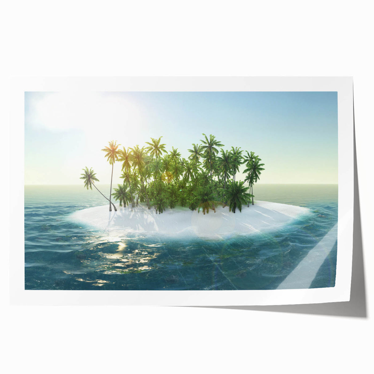 Extra large rolled print of the Caribbean Virgin Islands in muted blues and greens, suitable as art wall dining room.
