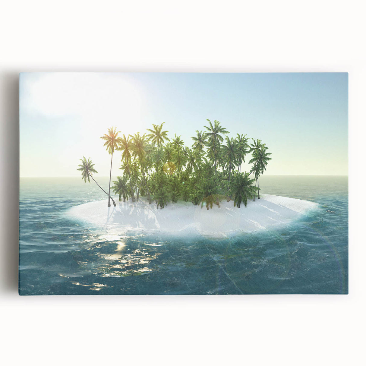 Black and white stretched canvas of Caribbean Virgin Islands scenery, ideal for kitchen wall art or bedroom decor.