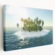 Scenic Caribbean Virgin Islands landscape on stretched canvas, featuring vibrant blue and green hues.