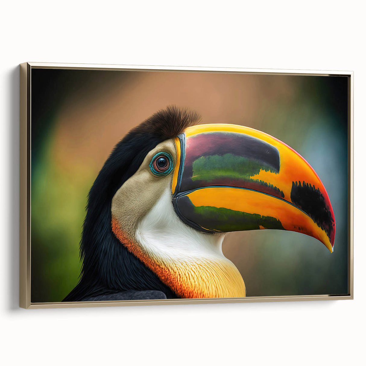 Textured abstract art print of a Belize landscape in muted earth tones on a framed canvas, suitable for bedroom decor.