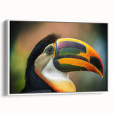 Abstract art print depicting a Belizean landscape in pastel hues on a framed canvas.