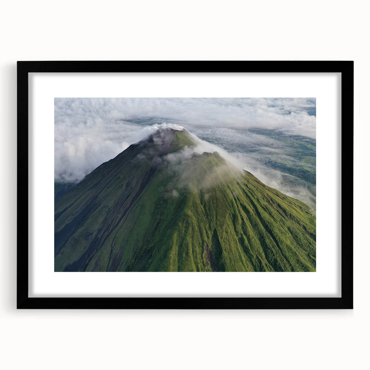 Extra large abstract art print featuring a colorful, textured depiction of a Central American landscape.