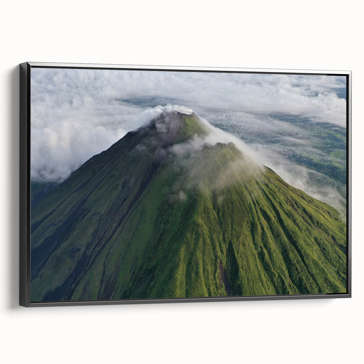 Black and white framed canvas of a Costa Rican landscape, ideal for bedroom wall decor.