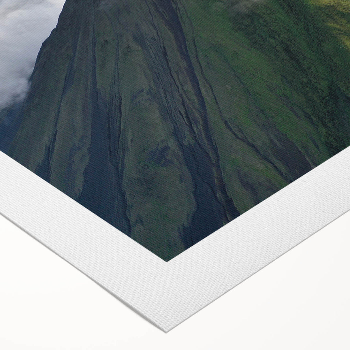 Art deco poster depicting a serene Costa Rican landscape in vibrant green and blue tones on rolled canvas.