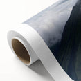 Art Deco poster of a Costa Rican landscape in muted green and blue tones on rolled canvas, ideal for nursery wall art.