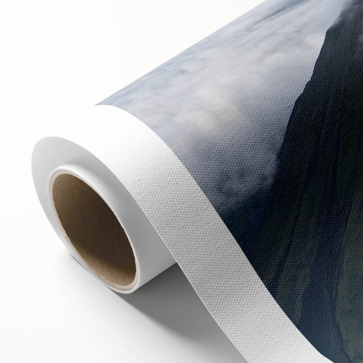 Art Deco poster of a Costa Rican landscape in muted green and blue tones on rolled canvas, ideal for nursery wall art.