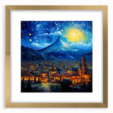 Extra large framed abstract art print featuring textured scenery of Central America in muted earth tones.