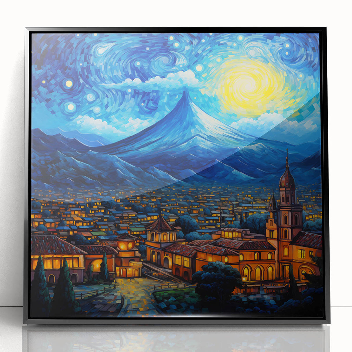 Large abstract wall art featuring a stylized view of Central America in muted earth tones on a framed acrylic.
