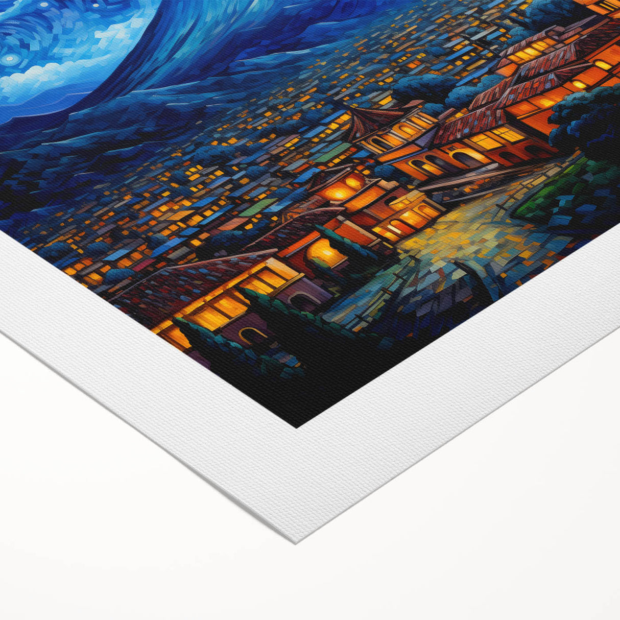 Art deco poster of a Central American scenery in muted earth tones on rolled canvas, suitable for dining room decor.