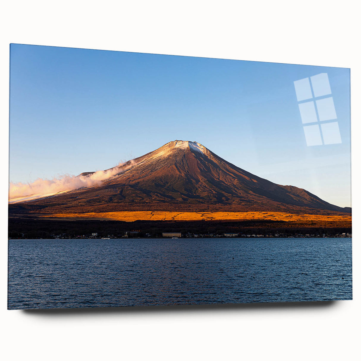 Large abstract wall art of a Central American landscape in vibrant earth tones on acrylic glass.