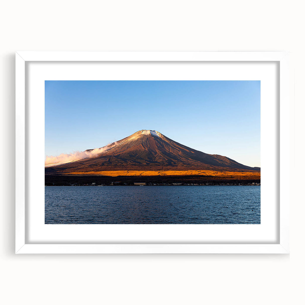 Abstract art print depicting a serene Nicaraguan landscape in muted earth tones, framed with a white mat.