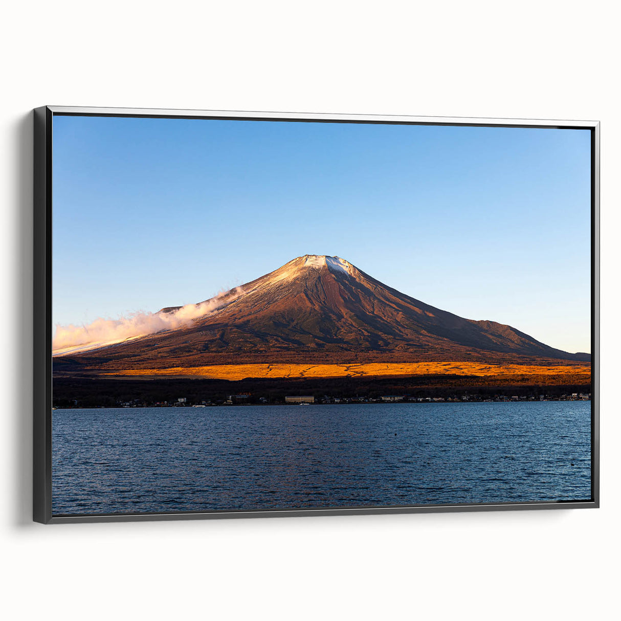 Black and white framed canvas featuring a vintage landscape of Central America, ideal for bedroom decor.