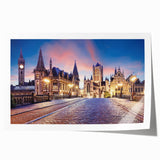 Extra large rolled print depicting a scenic Belgian landscape with vibrant green and blue tones.