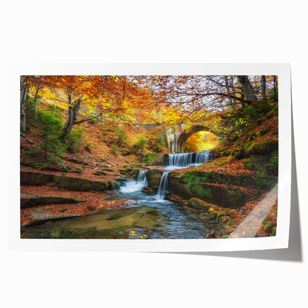 Extra large rolled print depicting a scenic Bulgarian landscape with vibrant green and floral elements.