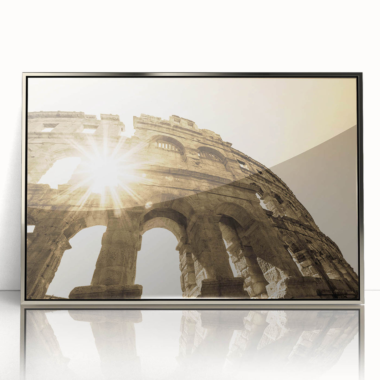 Large art print of a Croatian landscape in muted earth tones on a framed acrylic, ideal for modern art wall decor.