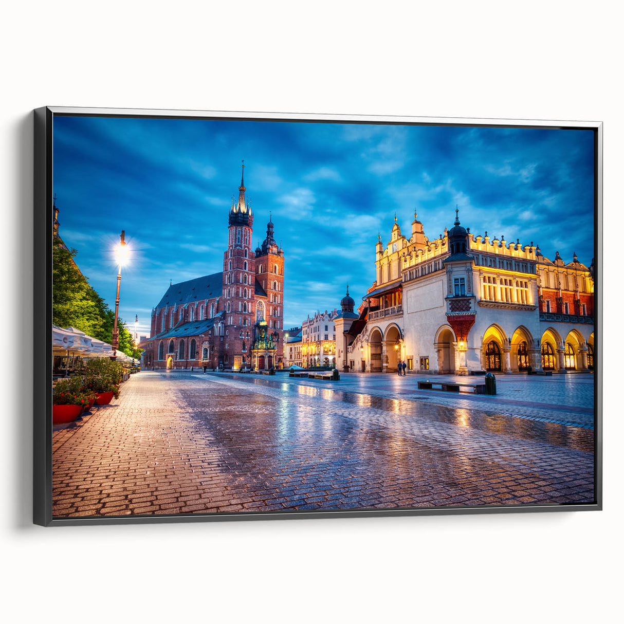 Black and white framed canvas of Prague landscape with vintage poster art style, ideal for bedroom decor.