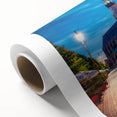 Art Deco poster of Prague skyline in pastel shades on rolled canvas, ideal for nursery wall art or dining room ambiance.