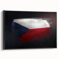 Black and white framed canvas depicting a vintage-style Czech Republic landscape, ideal for bedroom wall art.