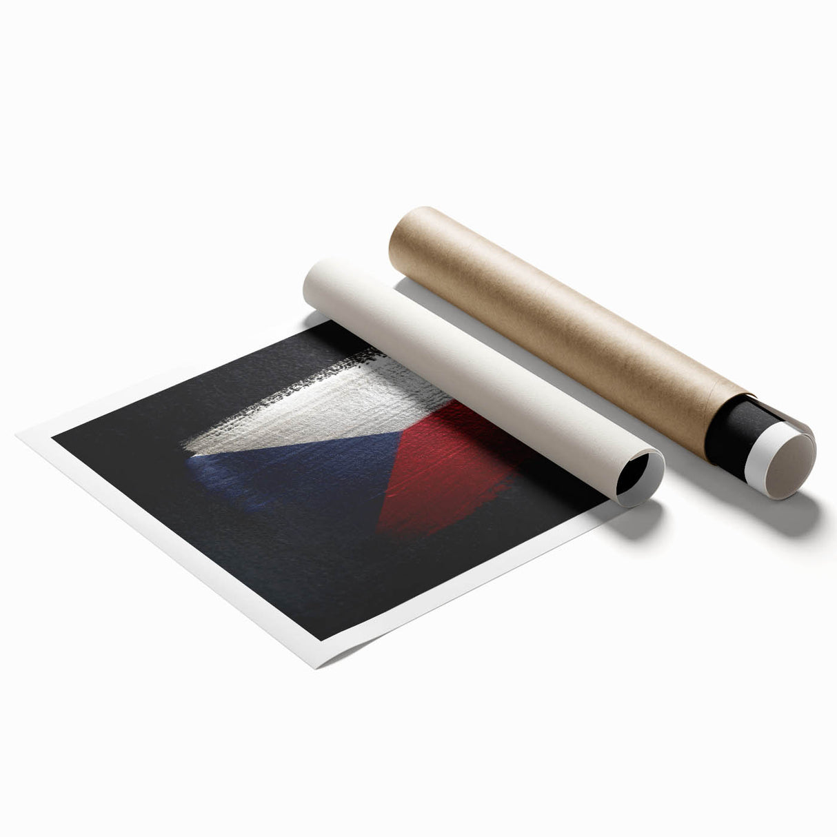 Extra large rolled print of Czech Republic scenery featuring muted floral elements, ideal for classy bathroom wall art.