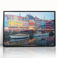 Large abstract wall art depicting a European Denmark scene in muted shades on a framed acrylic.