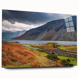 Acrylic print of a serene Cumbrian landscape in soft green and blue hues, ideal for bedroom or dining room art.