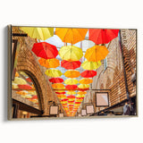Framed canvas of a vintage-style Piccadilly, England landscape in black and gold tones, ideal for bedroom wall art.