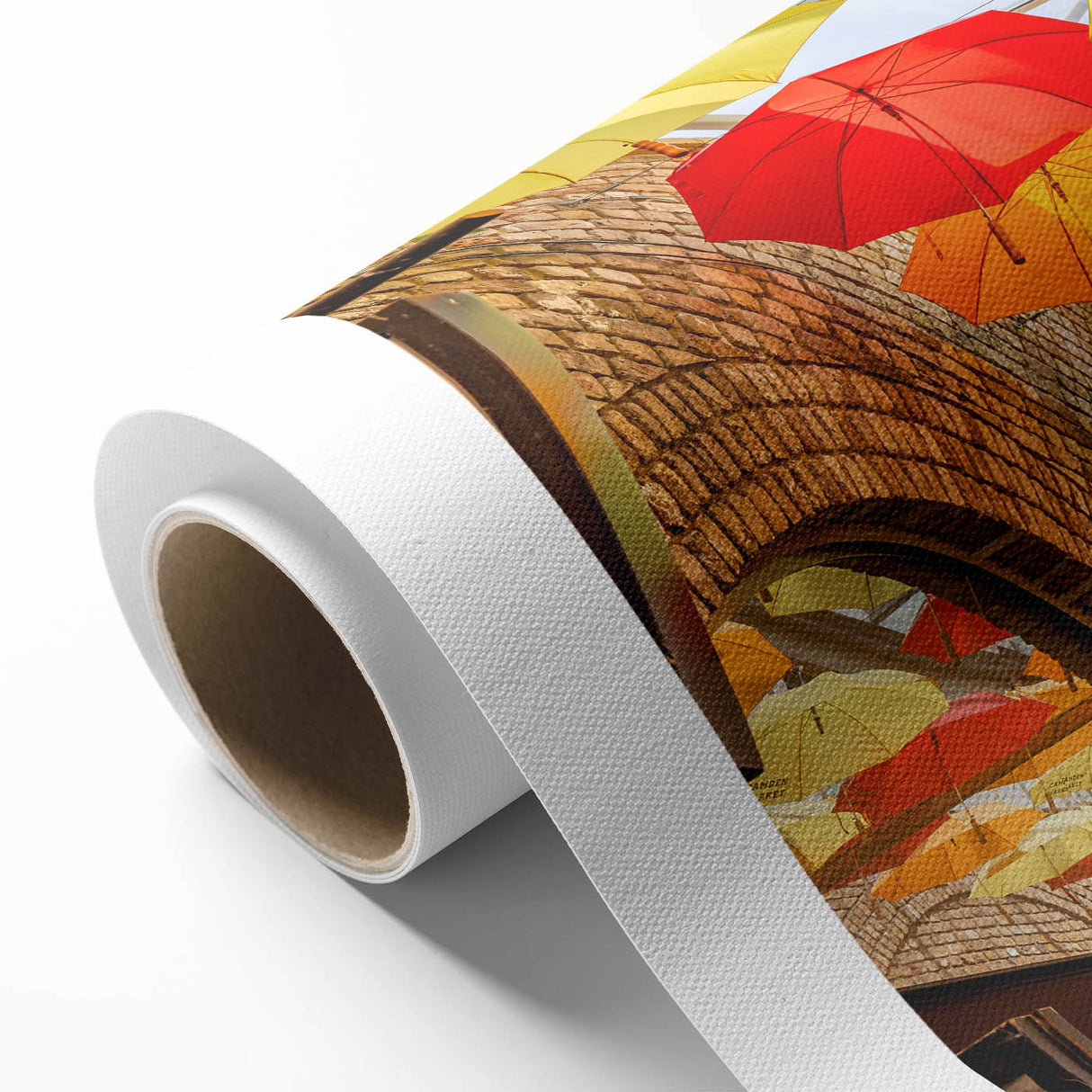 Art deco poster of Piccadilly, England on rolled canvas, featuring muted pastel colors, ideal for nursery wall art.