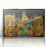 Large art print of Lyon, France scenery in muted earth tones on a silver-framed acrylic, ideal for modern art wall decor.