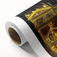 Art deco poster of Lyon scenery in pastel shades on rolled canvas, ideal for nursery wall art or dining room decor.