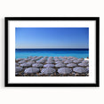 Extra large abstract art print of colorful European scenery on textured canvas, framed in black, ideal for living room decor.
