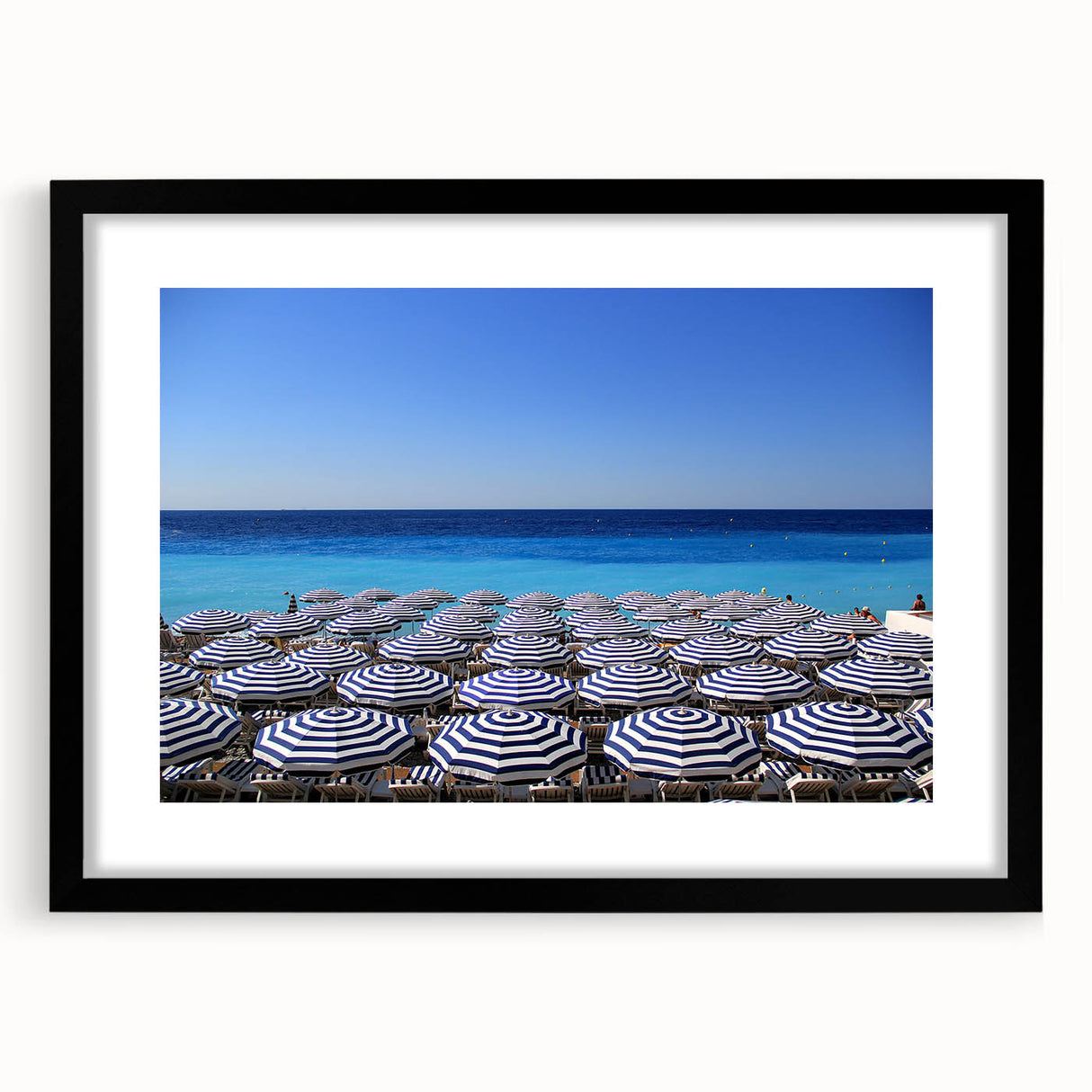 Extra large abstract art print of colorful European scenery on textured canvas, framed in black, ideal for living room decor.