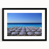 Extra large abstract art print of colorful European scenery on textured canvas, framed in black, ideal for living room decor.