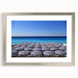 Extra large abstract art print of a European scenic view in muted earth tones, framed in silver, ideal for living room decor.