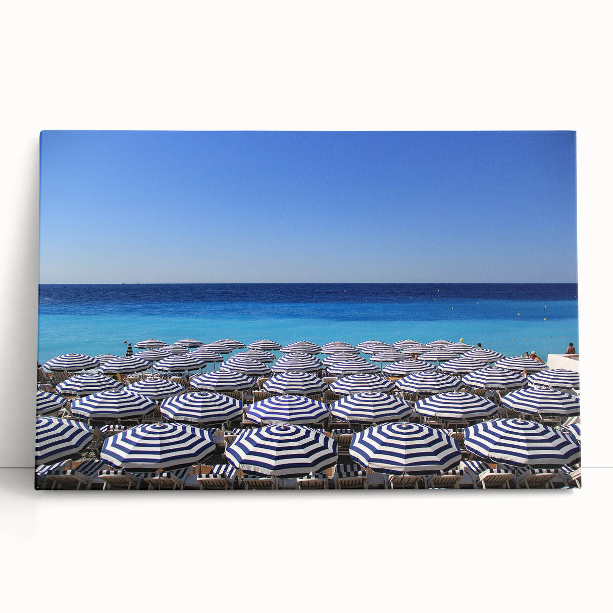 Black and white photo of Nice, France on stretched canvas, ideal for kitchen wall art.