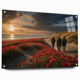 Acrylic print of a Normandy landscape in muted green and blue tones, suitable for bedroom or dining room decor.