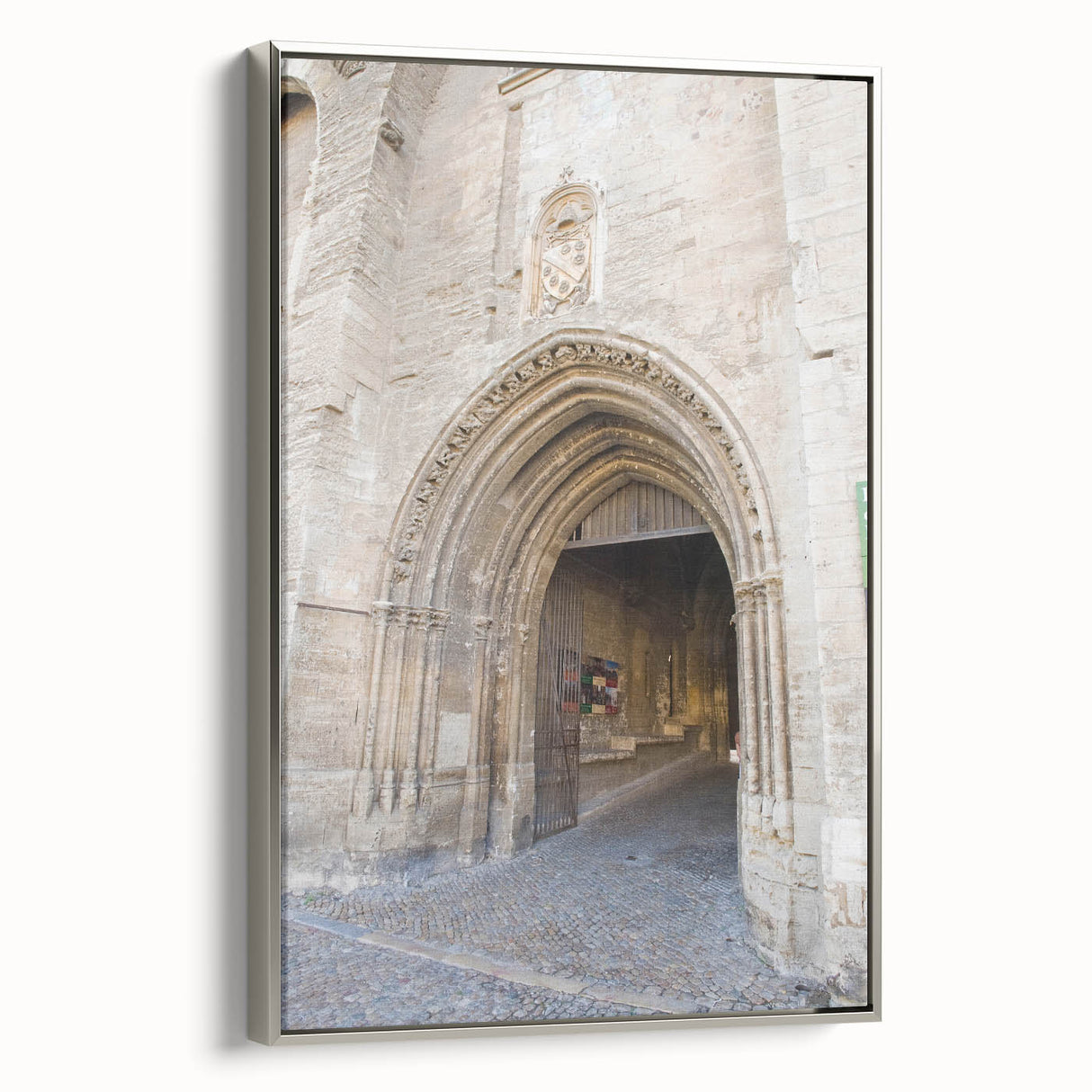Landscape art painting of a Provencal scene with colorful fields on framed canvas, ideal for living room decor.