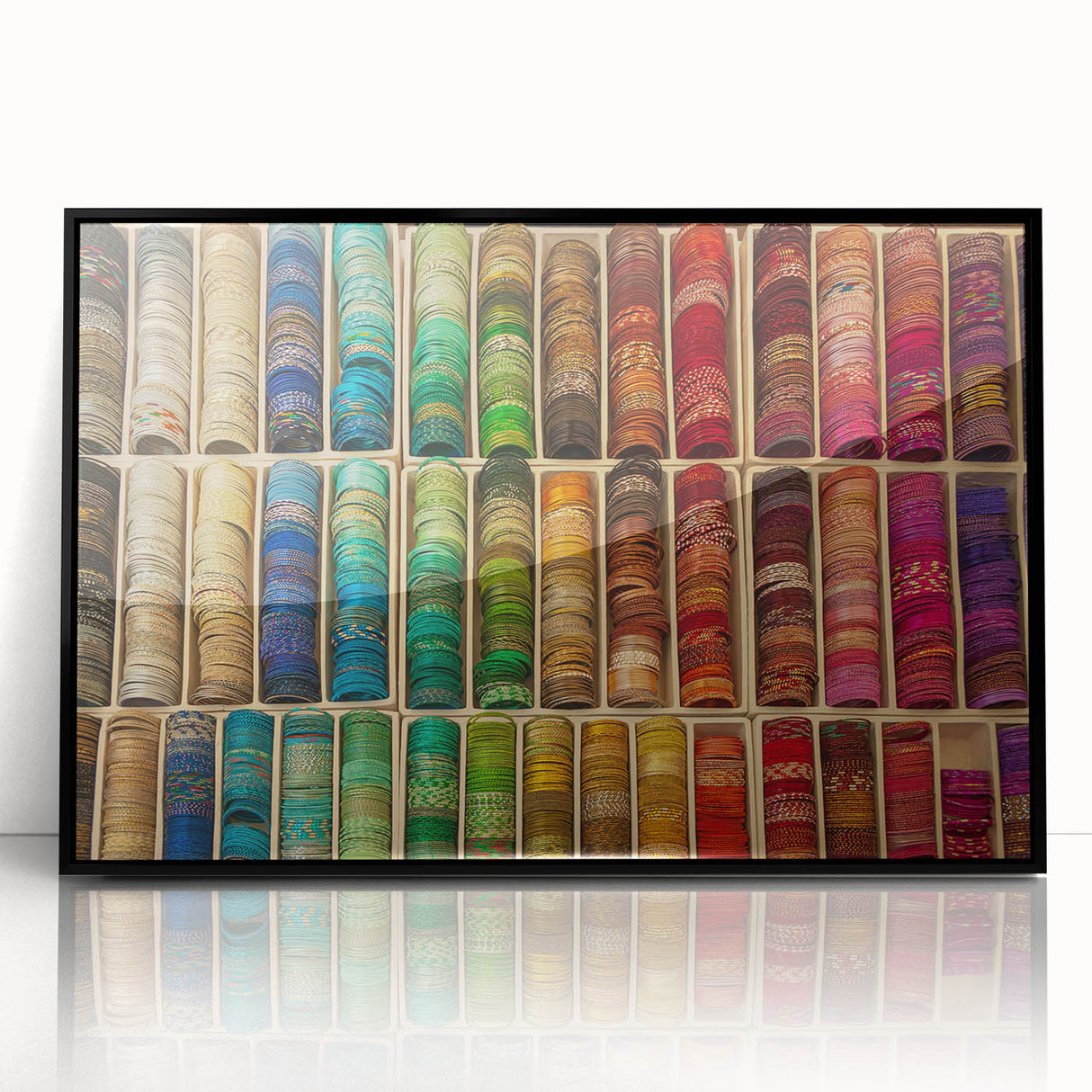 Large abstract wall art depicting a vibrant, colorful European scenery on a framed acrylic, ideal for modern art wall decor.