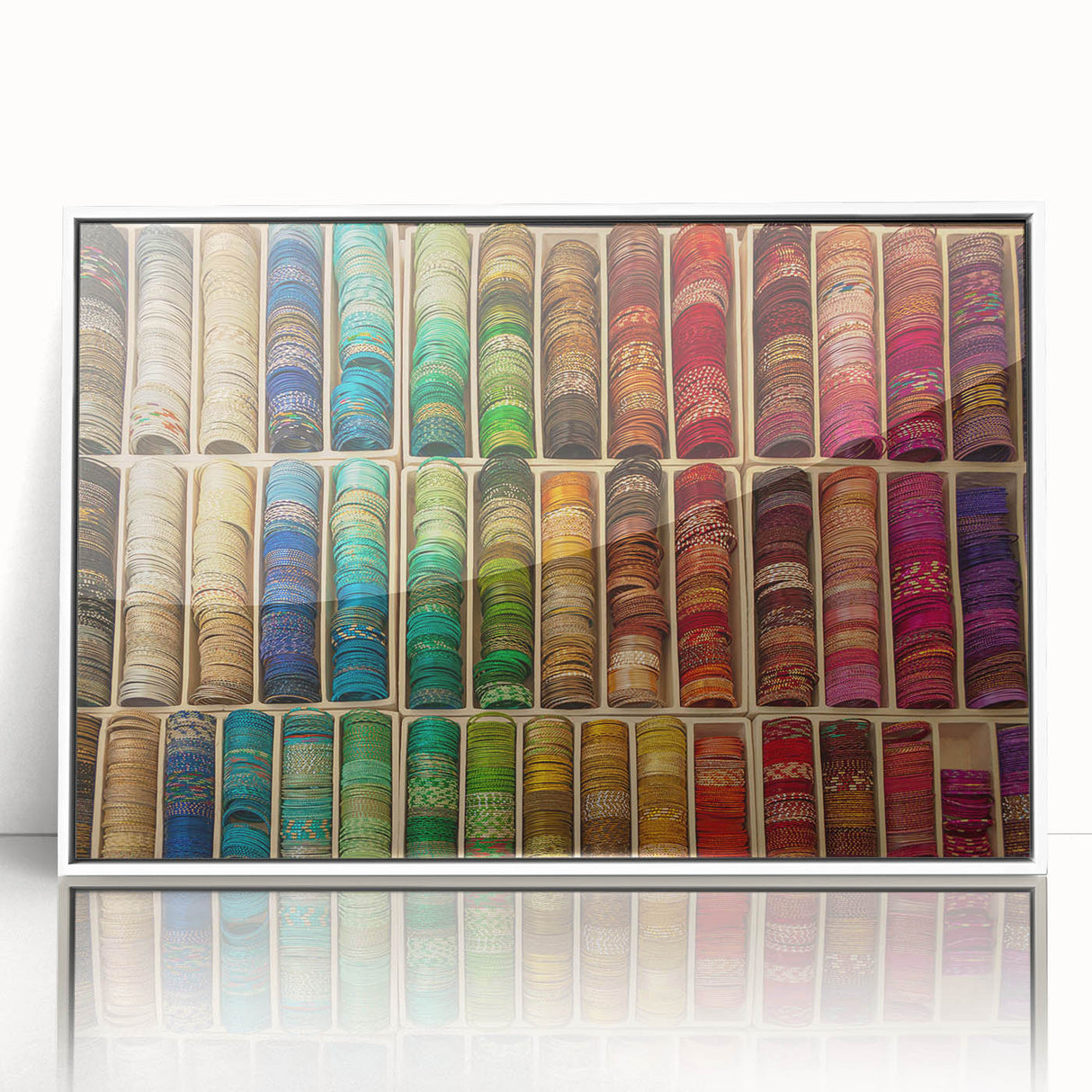 Mid-century modernist art of a South France scenery in muted earth tones on a framed acrylic, ideal for nursery wall art.
