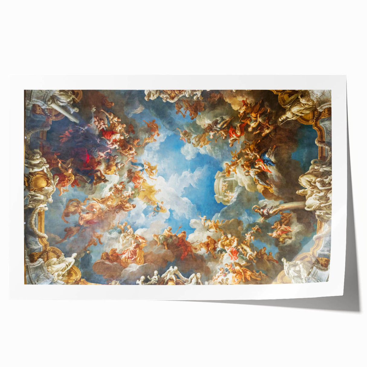Extra large rolled print of Versailles scenery with vibrant floral elements, ideal for art wall dining room.