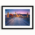 Extra large abstract art print depicting a vibrant, colorful Bavarian landscape on a textured canvas.
