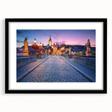 Extra large abstract art print depicting a vibrant, colorful Bavarian landscape on a textured canvas.